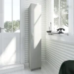 Gabinete - Dublín, Alto y Estrecho, 5 Compartimentos, Puerta con Jaladera Metálica, Versátil para Casa u Oficina - Color Blanco
