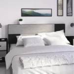 Cabecera Queen - Marbella, Diseño Moderno, Patas Metálicas con Recubrimiento PVC y Estilo Elegante - Color Gris/Negro