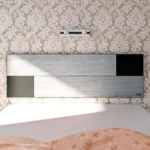 Cabecera Flotante Queen - Palma, Moderna y Funcional, Fácil de Instalar y Compatible con Cama Matrimonial y Queen - Color Gris/Negro