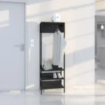 Estante - Pisa, Modular con Tubo Colgador, 3 Repisas y Diseño Abierto - Color Negro