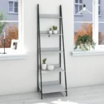 Librero Escalera - Atenas, 5 Niveles, Estructura Metálica y Diseño Moderno - Color Blanco