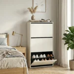 Zapatera - Coba, Organizador Vertical de 3 Compartimentos, Ideal para Dormitorios y Espacios Pequeños - Color Blanco
